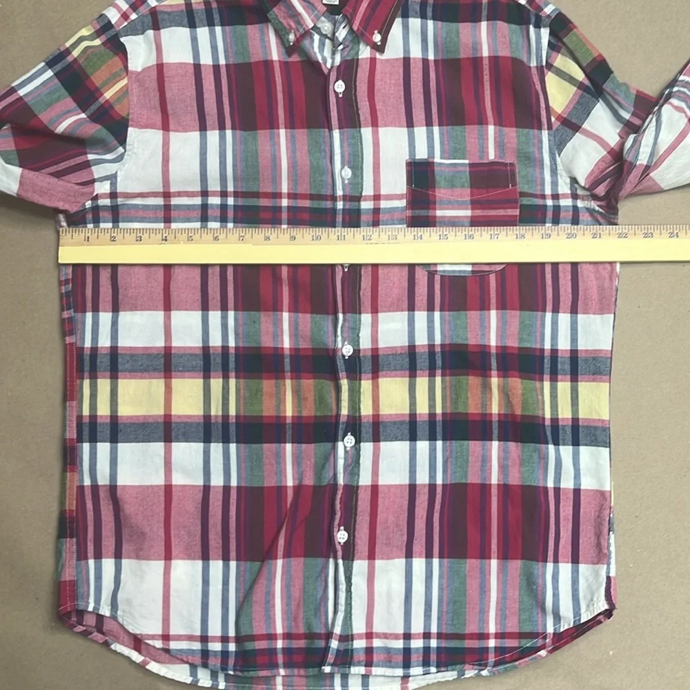 Indian Madras Plaid Cotton Button Down Shirt J. Crew Slim Fit Size Large
